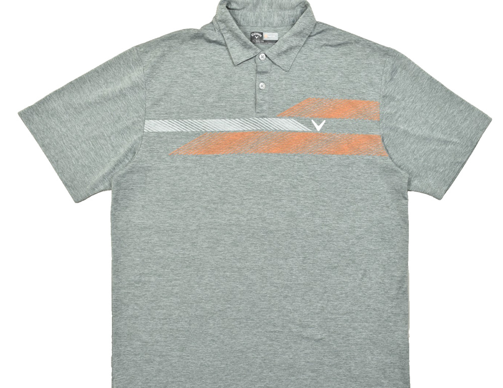 Callaway Opti-Dri Men's Polo Shirt Size XXL Gray Heathered Orange Striped Golf